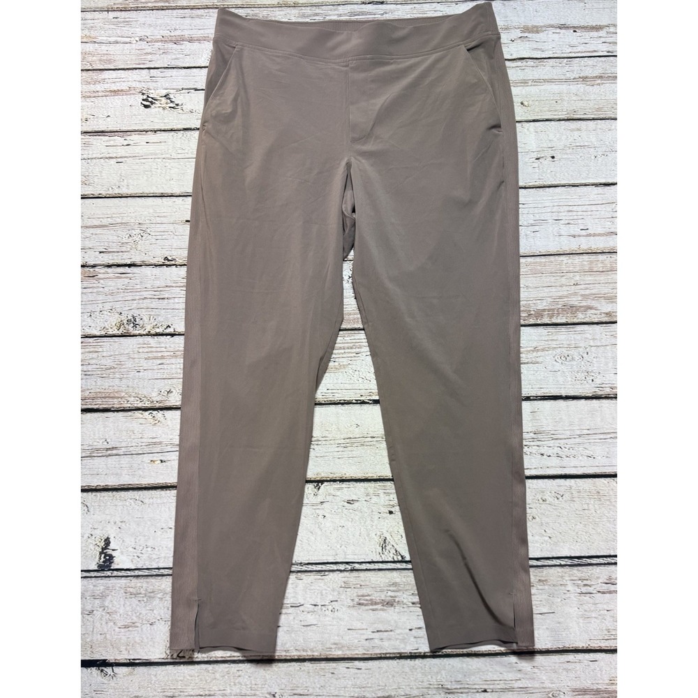 Athleta Brooklyn Ankle Pants Women's 14 Light Brown Stash Pocket Nylon Stretch